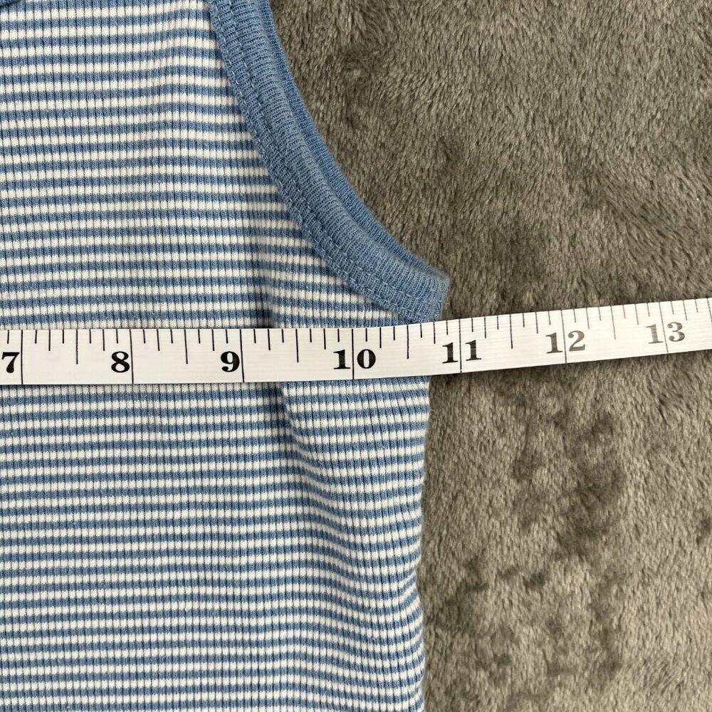 Brandy Melville Cropped Cami Tank Women’s XS-S Blue White Striped Knit Top - Picture 7 of 8